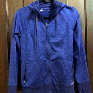 Electric blue full front zip jacket.